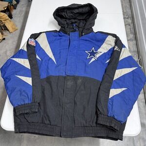 Pro line Dallas Cowboys Puffer Jacket Mens L Blue Black Good Vintage 90s NFL